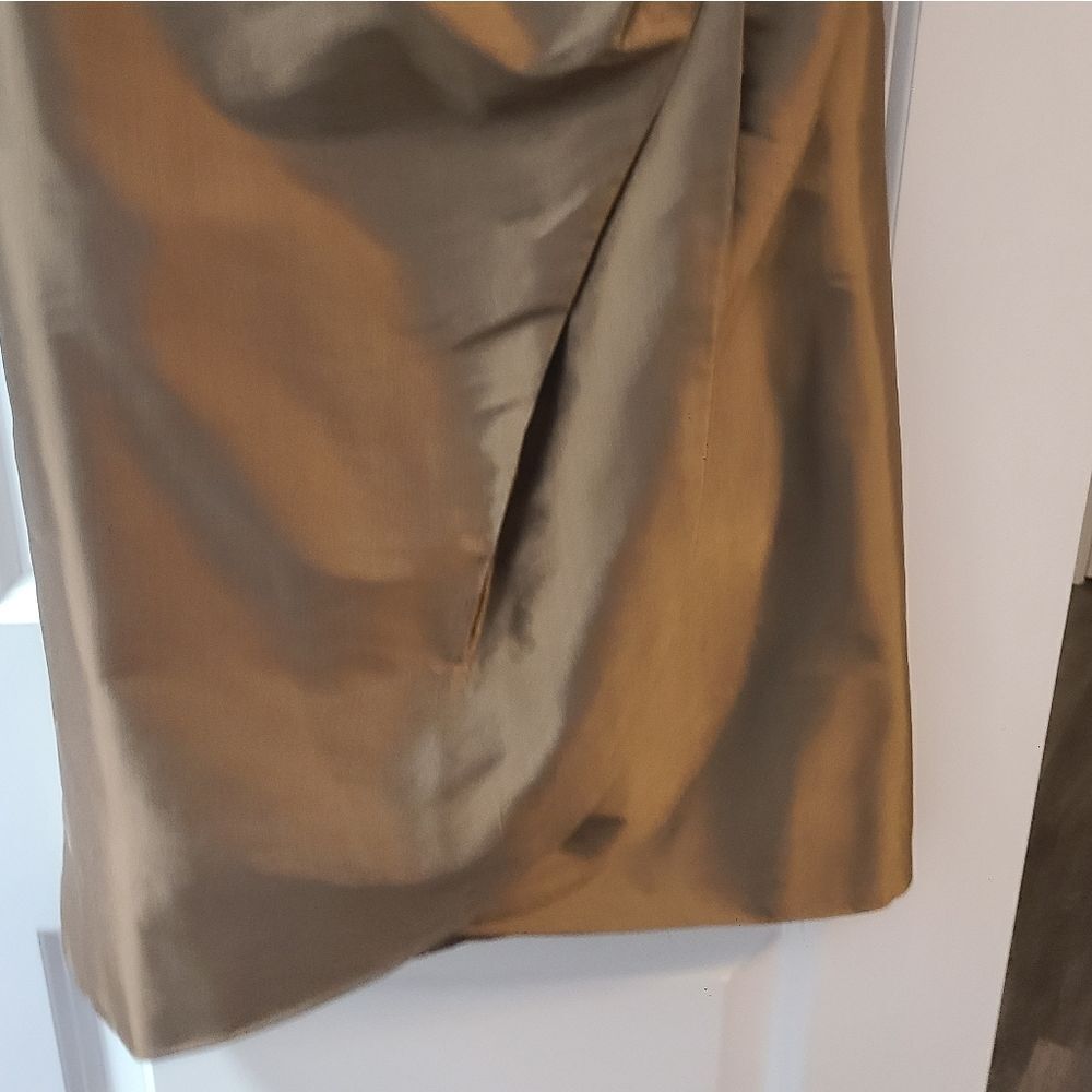 Alfred Angelo Brown Shiny Silk Strapless Cocktail Dress - Picture 6 of 11